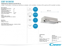 Odsavač Candy CBT 6130/3X produktová karta